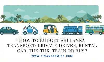 Train, tuk-tuk, car and bus on a scenic Sri Lanka hill country road