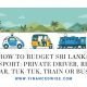 Train, tuk-tuk, car and bus on a scenic Sri Lanka hill country road